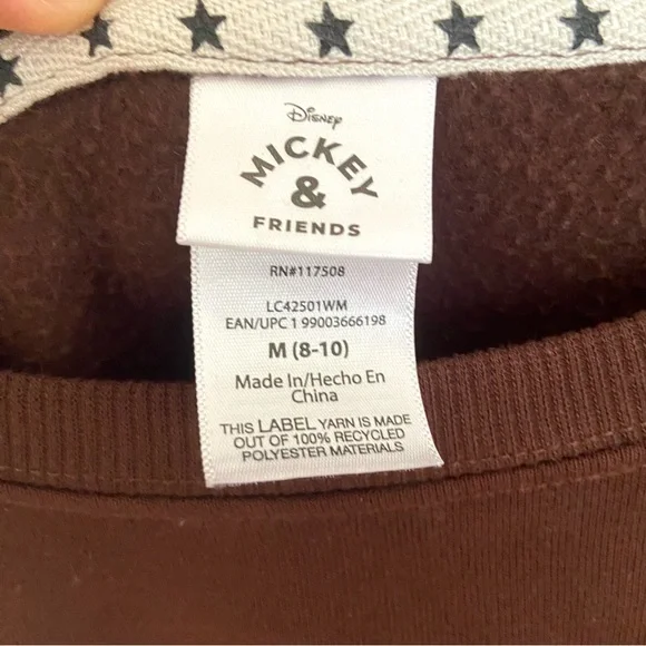 Disney Mickey Mouse Cowboy Pullover Crew Sweatshirt Size M Western Horseshoe - Picture 11 of 12